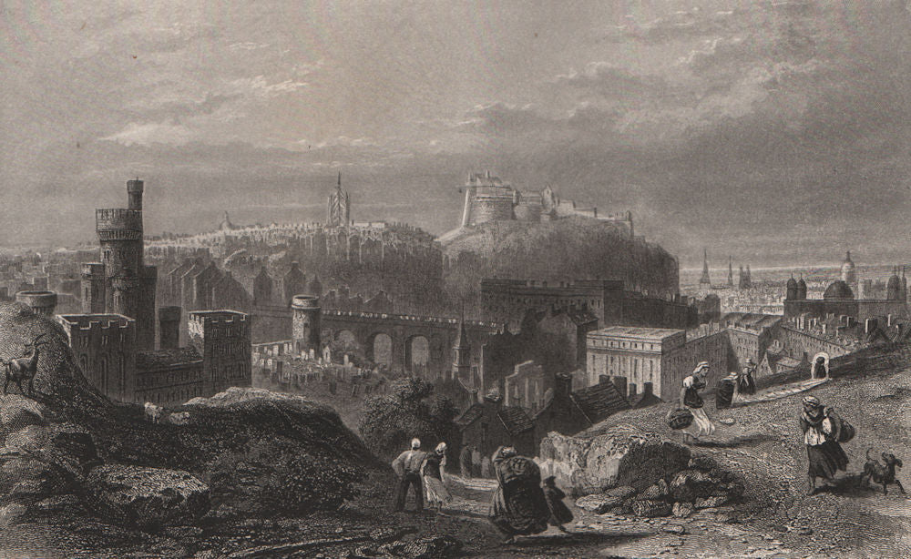 EDINBURGH city & castle. 'Édimbourg. (Vue de Château)'. Scotland 1855 print